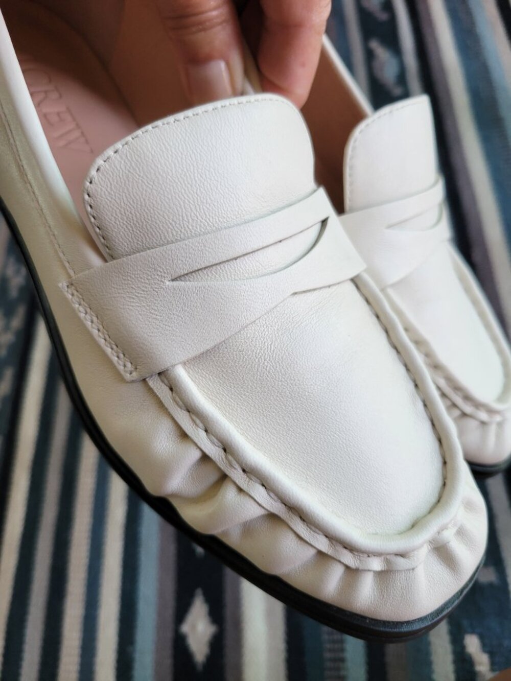 EUC! J. Crew White Leather Maison ruched loafers size 7 - Picture 4 of 11